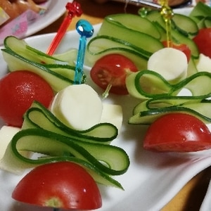 パーティー☆生ハムチーズと夏野菜のピンチョス